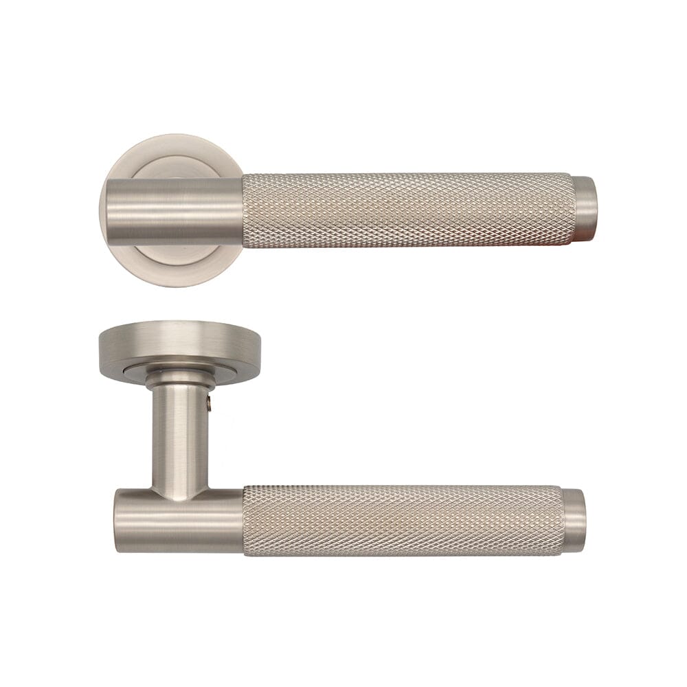 Sparta Satin Nickel Removable Round Rose Handle Door Handle Pack Deanta 