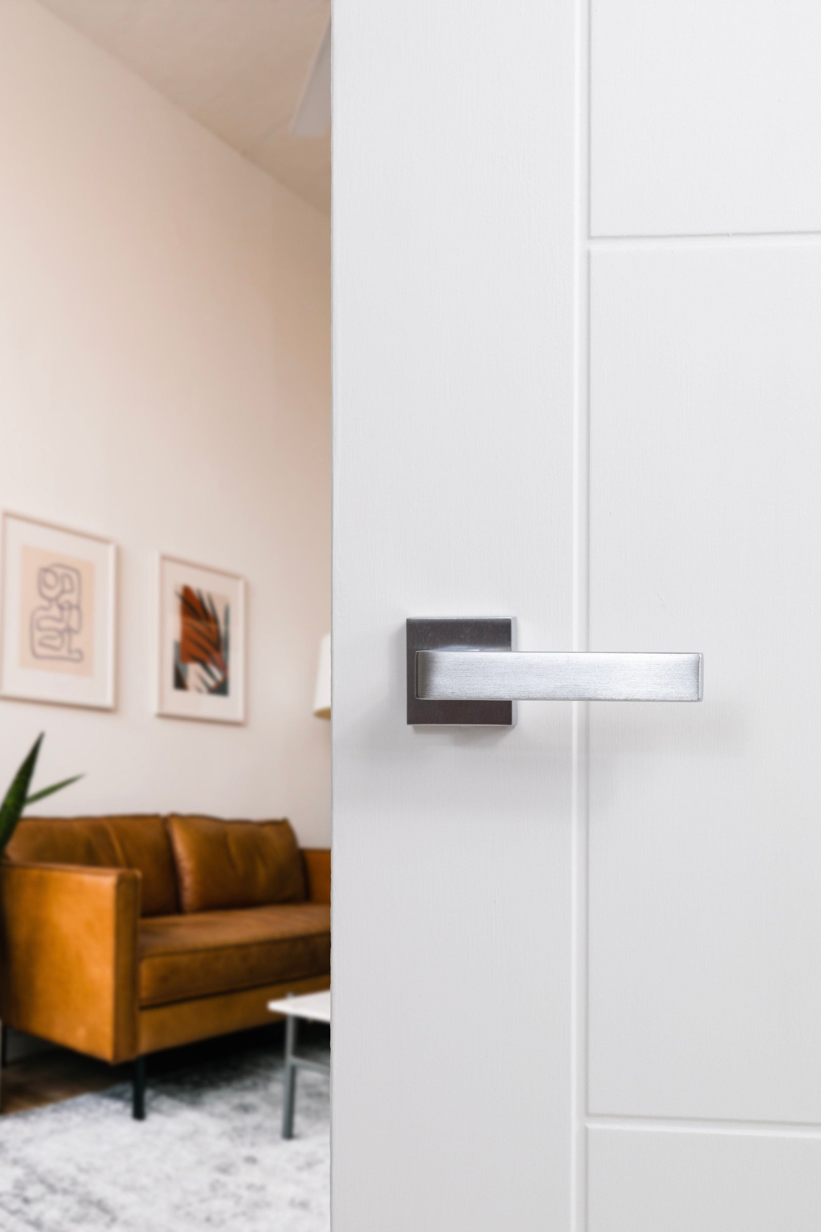 Forme Asti Designer Lever Minimal Square Rose (Latch & Hinges Included) Designer Lever Handle Atlantic 