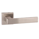 Forme Asti Designer Lever Minimal Square Rose (Latch & Hinges Included) Designer Lever Handle Atlantic Set Satin Nickel 