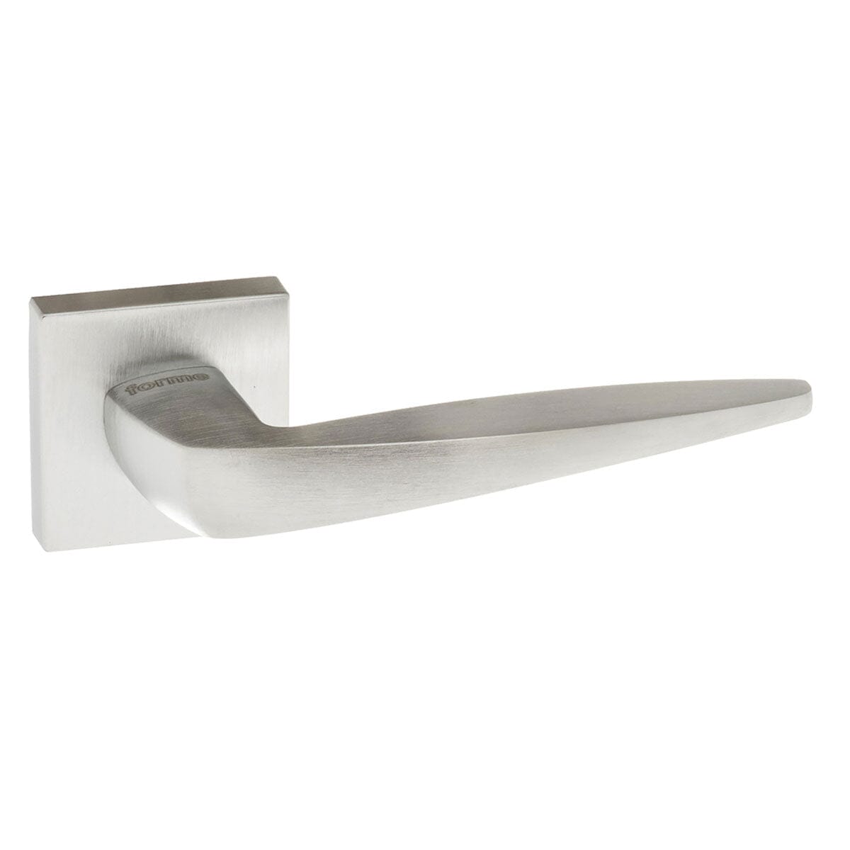 Forme Foglia Designer Lever Minimal Square Rose (Latch & Hinges Included) Designer Lever Handle Atlantic Set Satin Chrome 