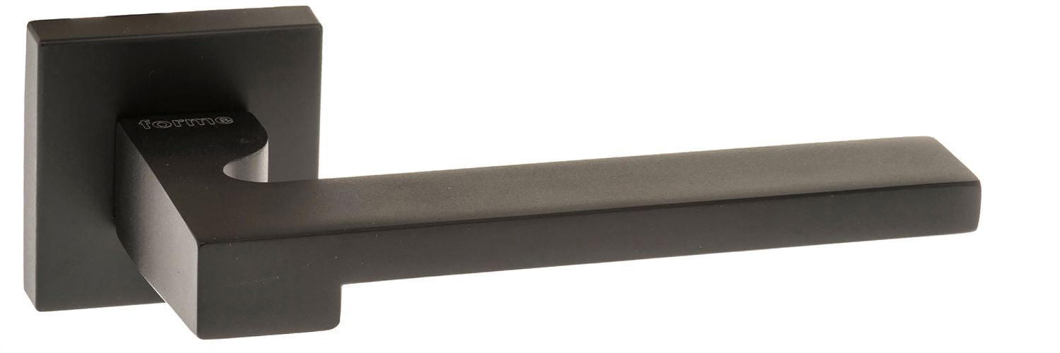 Forme Ginevra Designer Lever Minimal Square Rose in Matt Black Designer Lever Handle Atlantic 