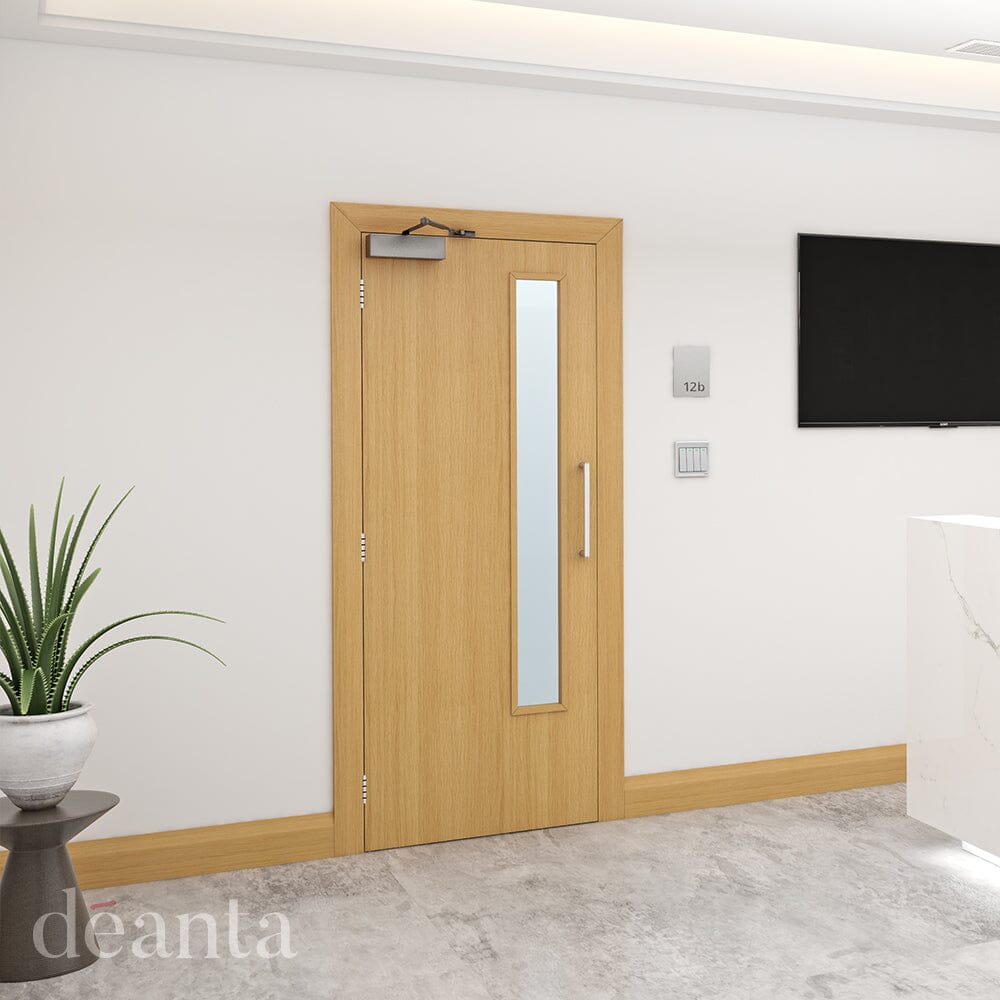 Flush Prefinished Oak FD30 6mm Lipping Certifire CF5740 FSC Internal Fire Door Internal Door Deanta 