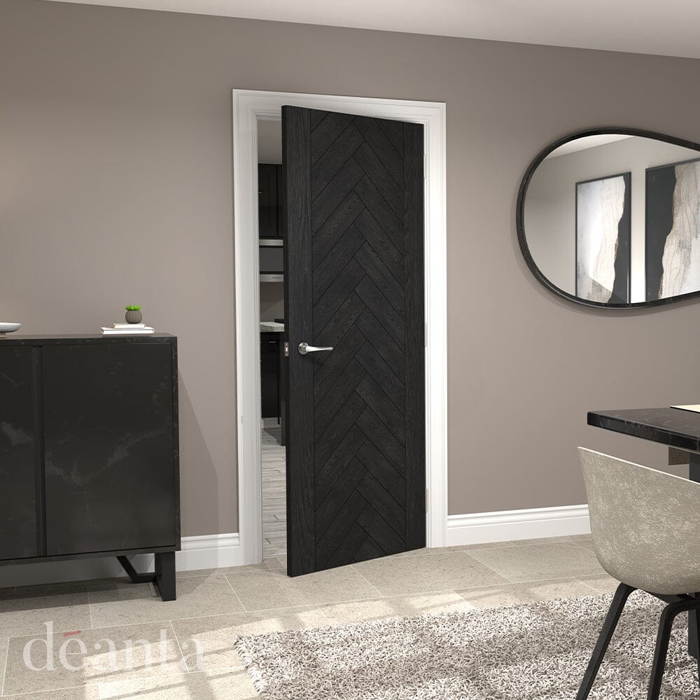 Fontaine Brushed Black Oak FSC Internal Door Internal Door Deanta 