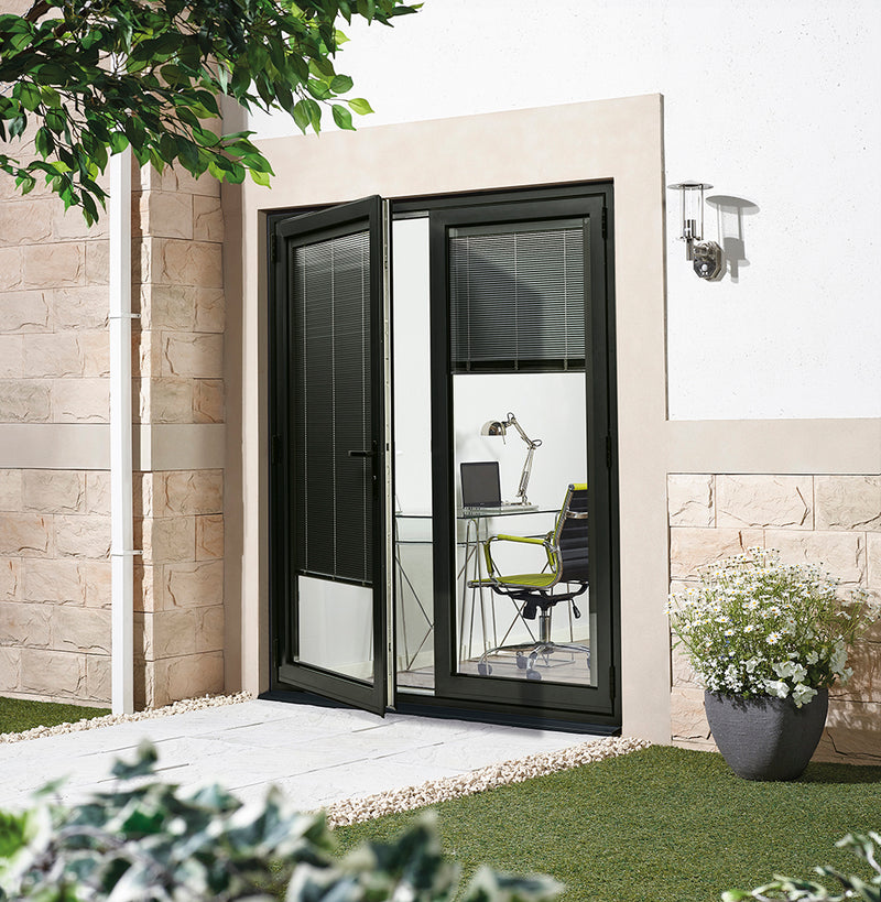 AluVu 6ft French Doorset Black Pre-Finished External Door