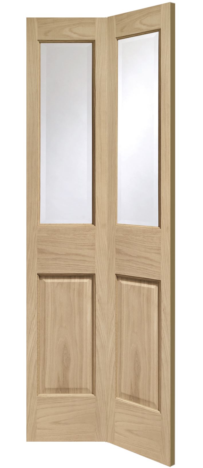 Malton Bifold Internal Oak Door with Clear Bevelled Glass Internal Bifold Door XL Joinery 1936 x 342.5 x 35mm (27") 