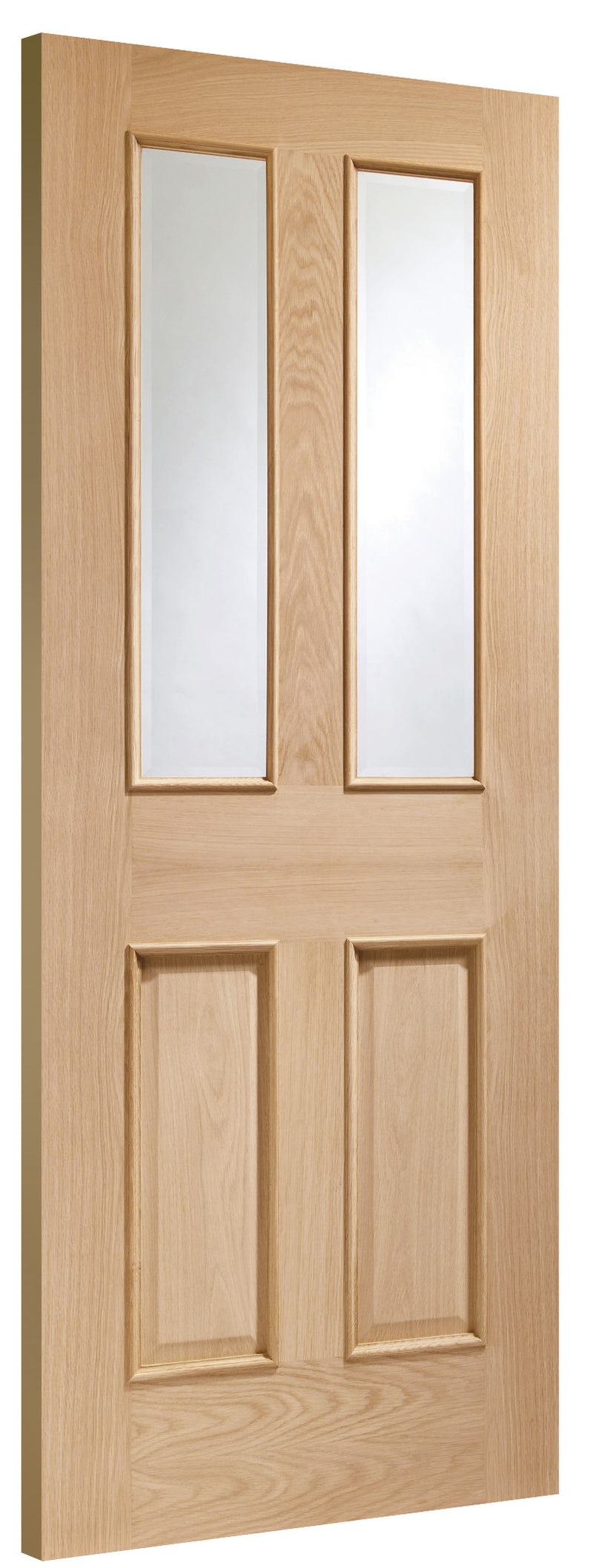 Malton With Raised Mouldings Internal Oak Door with Clear Bevelled Glass