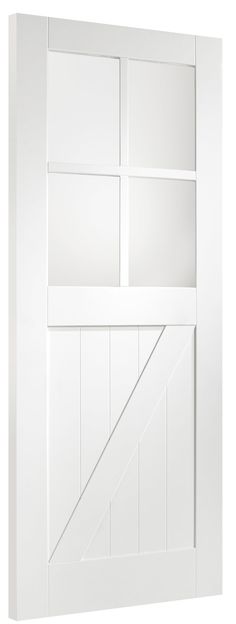 White Primed Cottage Door with Clear Glass