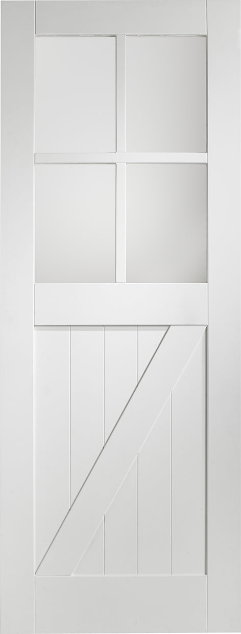 White Primed Cottage Door with Clear Glass