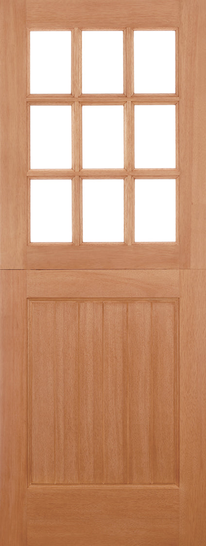 Hardwood Stable Straight Top Unglazed 9 Light M&T Unfinished External Stable Door