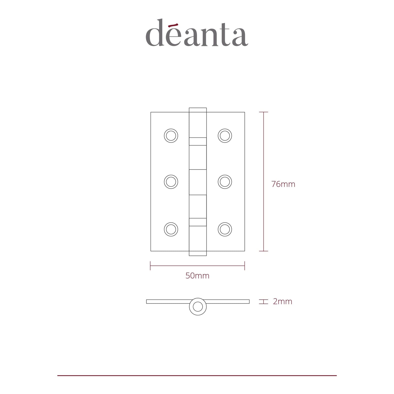 Steel Hinges Pair Square Black Finish Hardware Deanta 