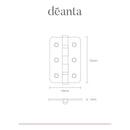 Steel Hinges Pair Square Black Finish Hardware Deanta 