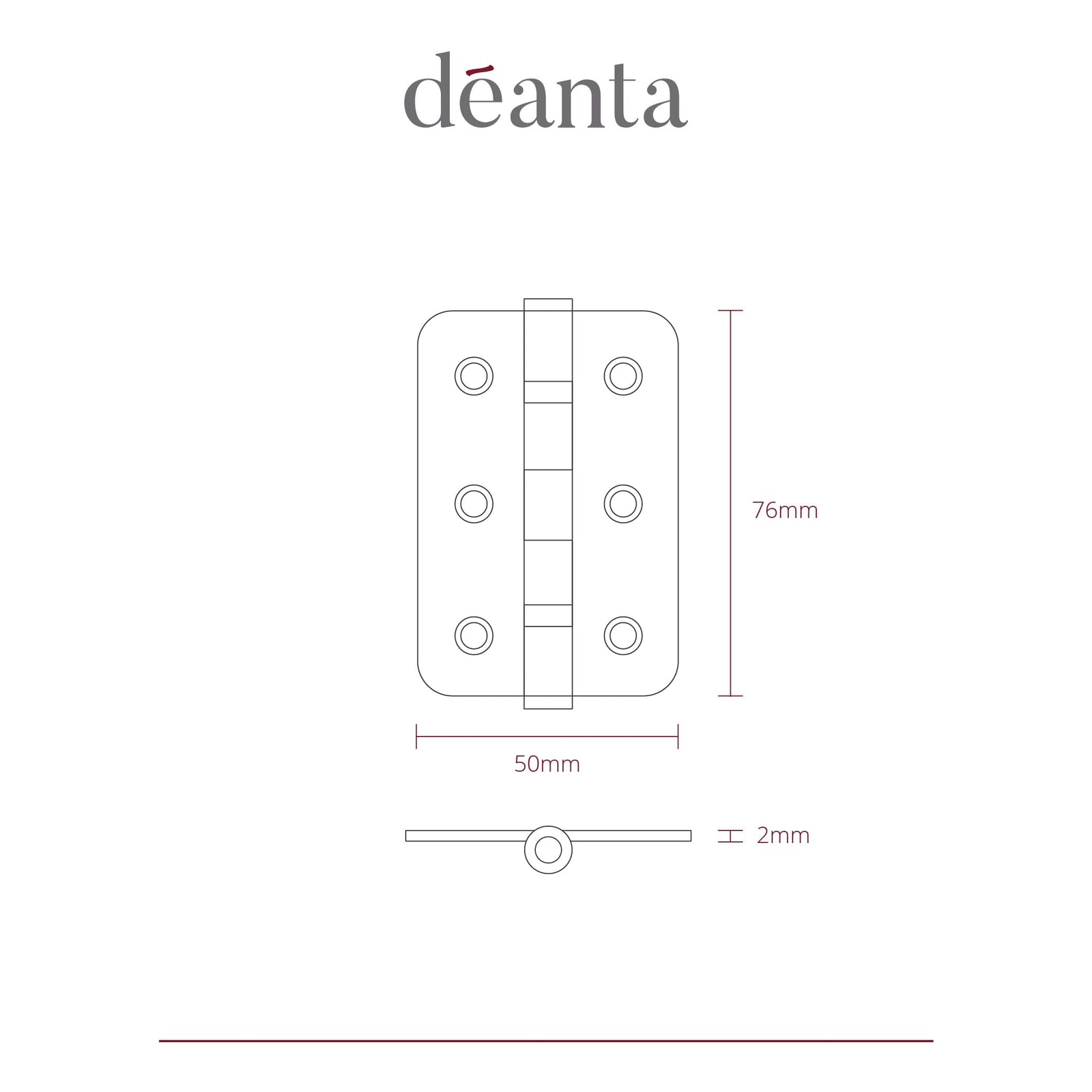 Steel Hinges Pair Square Black Finish Hardware Deanta 