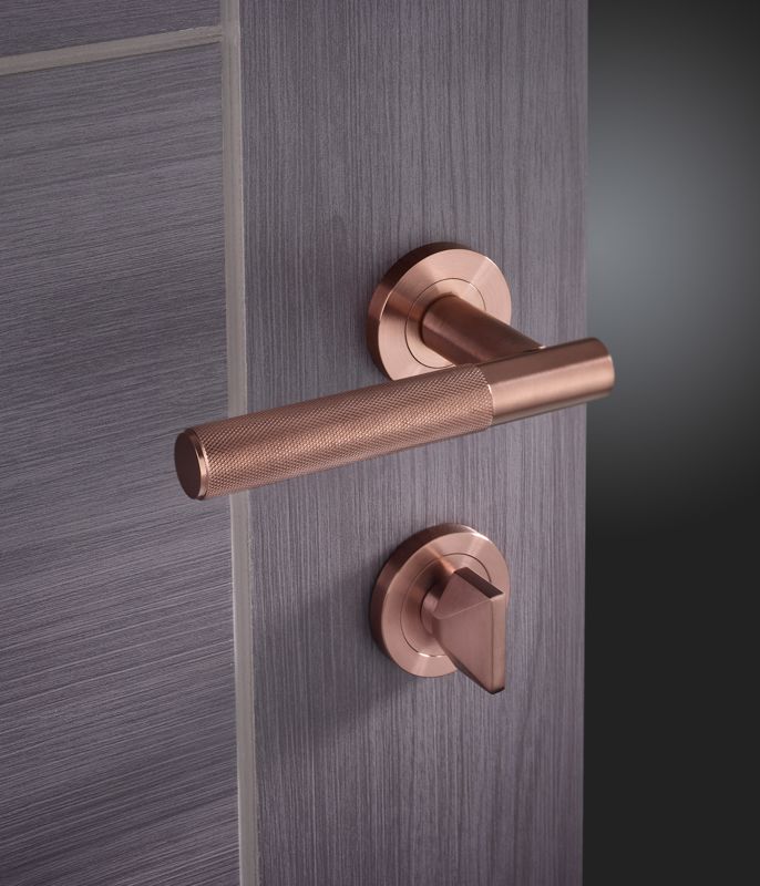 Lugano Privacy Satin Copper Door Handle Pack Door Handle Pack LPD Doors 
