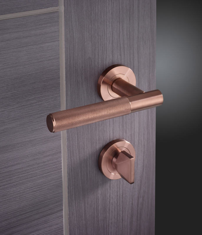 Lugano Privacy Satin Copper Door Handle Pack