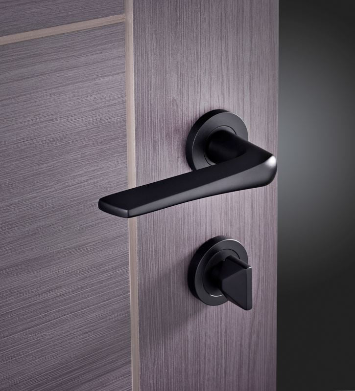 Turin Privacy Matt Black Door Handle Pack