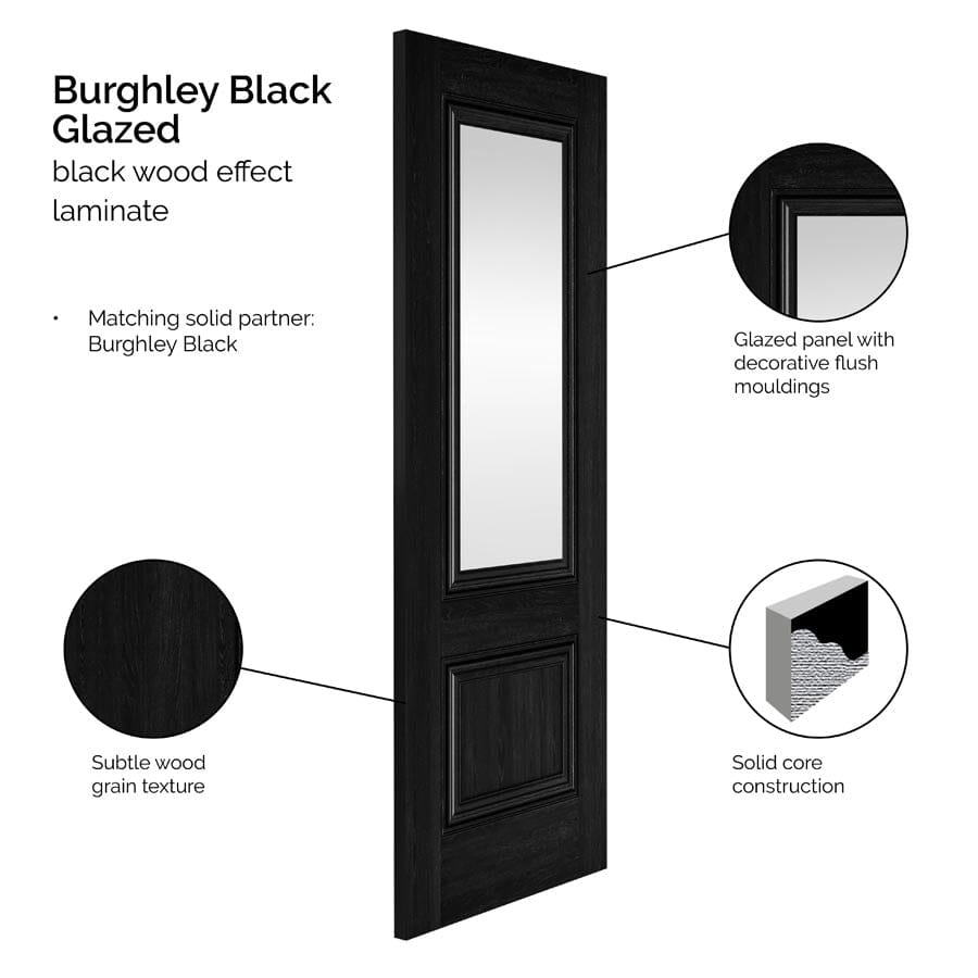 Burghley Black Glazed Laminate Internal Door
