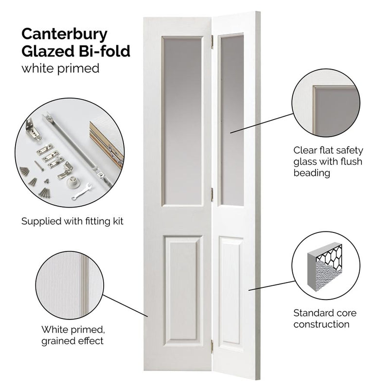 Canterbury Glazed White Bi-fold Internal Door