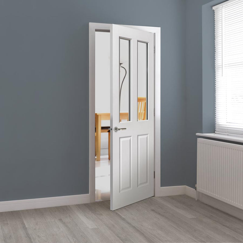 Canterbury 2 Light White Glazed Grained Internal Door