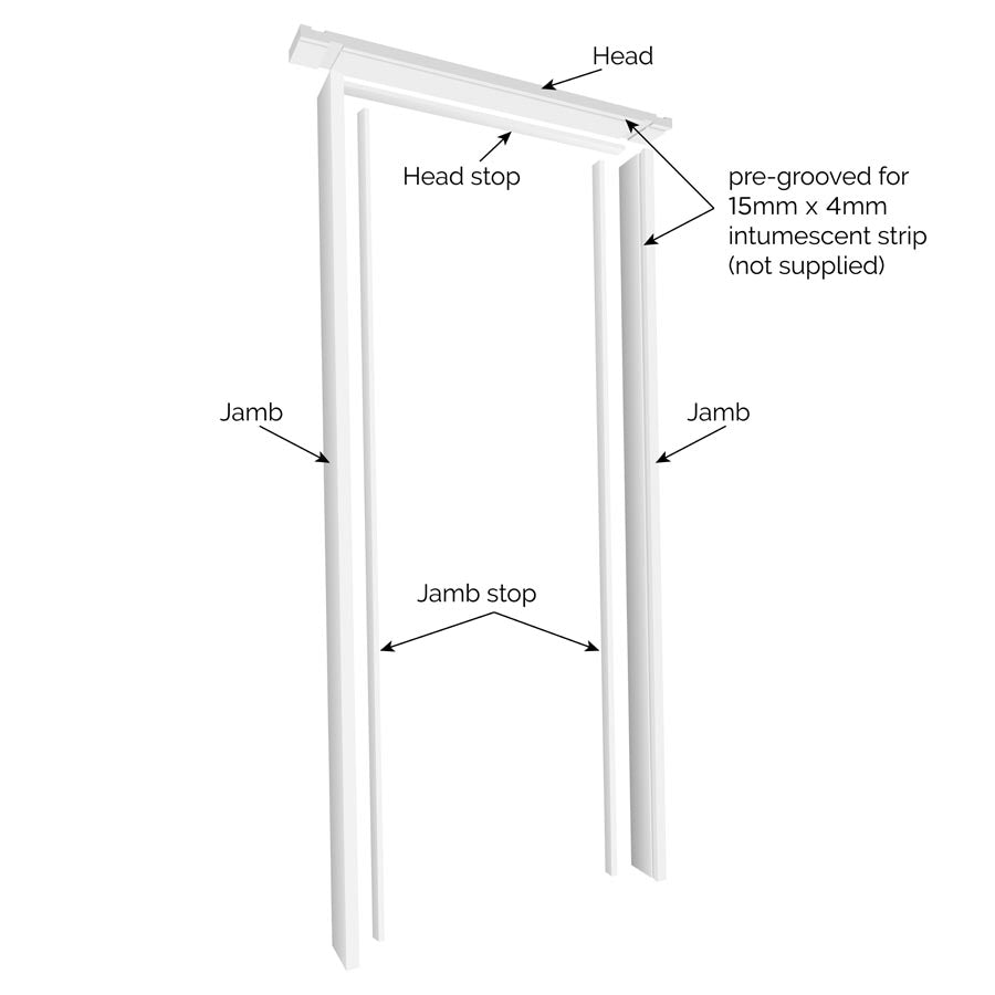 Trenched Primed Fire Door Lining Set 133mm