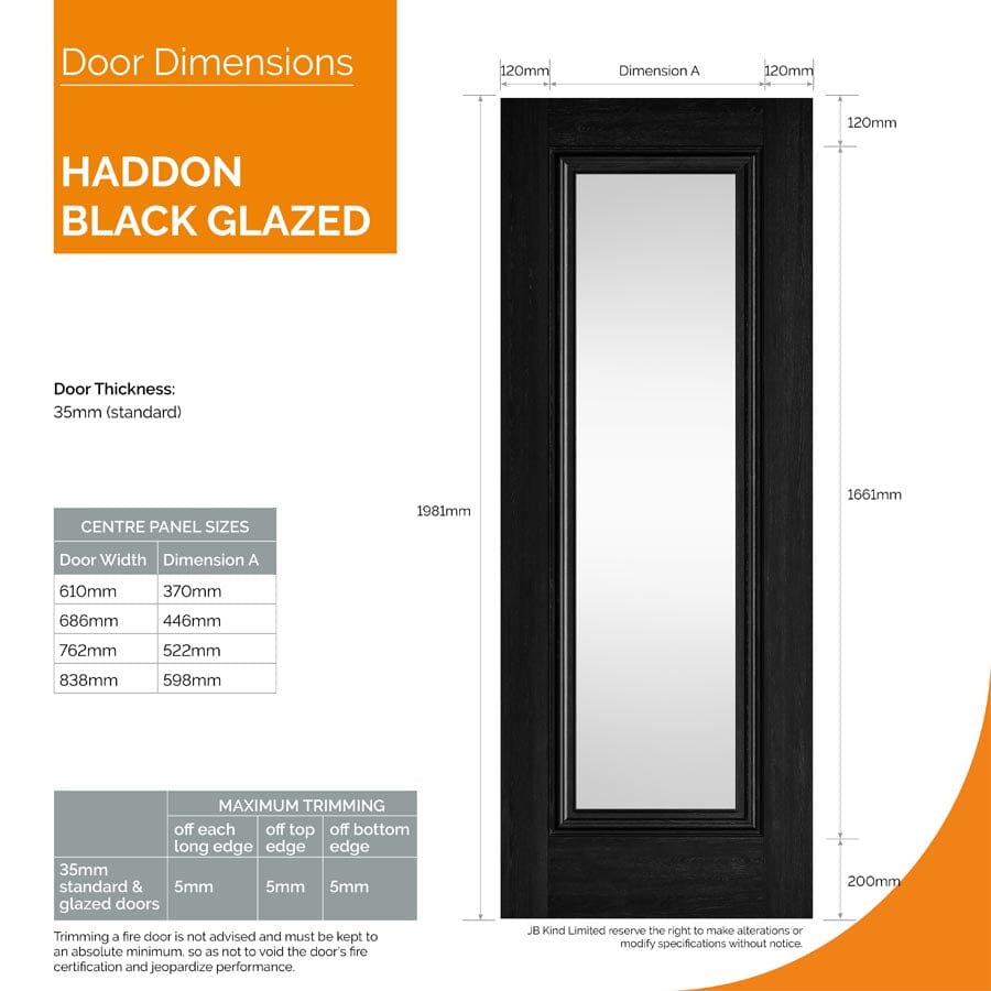 Haddon Black Glazed Laminate Internal Door