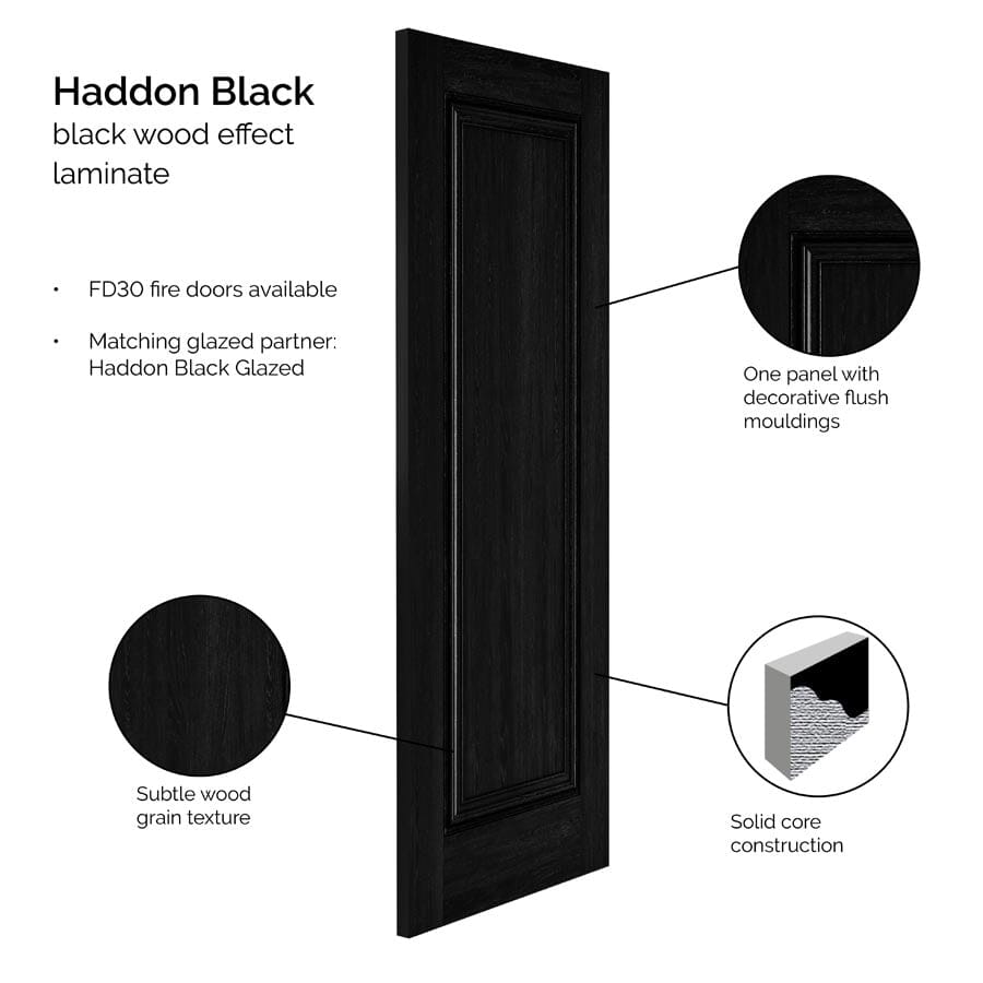 Haddon Black Laminate Internal Fire Door