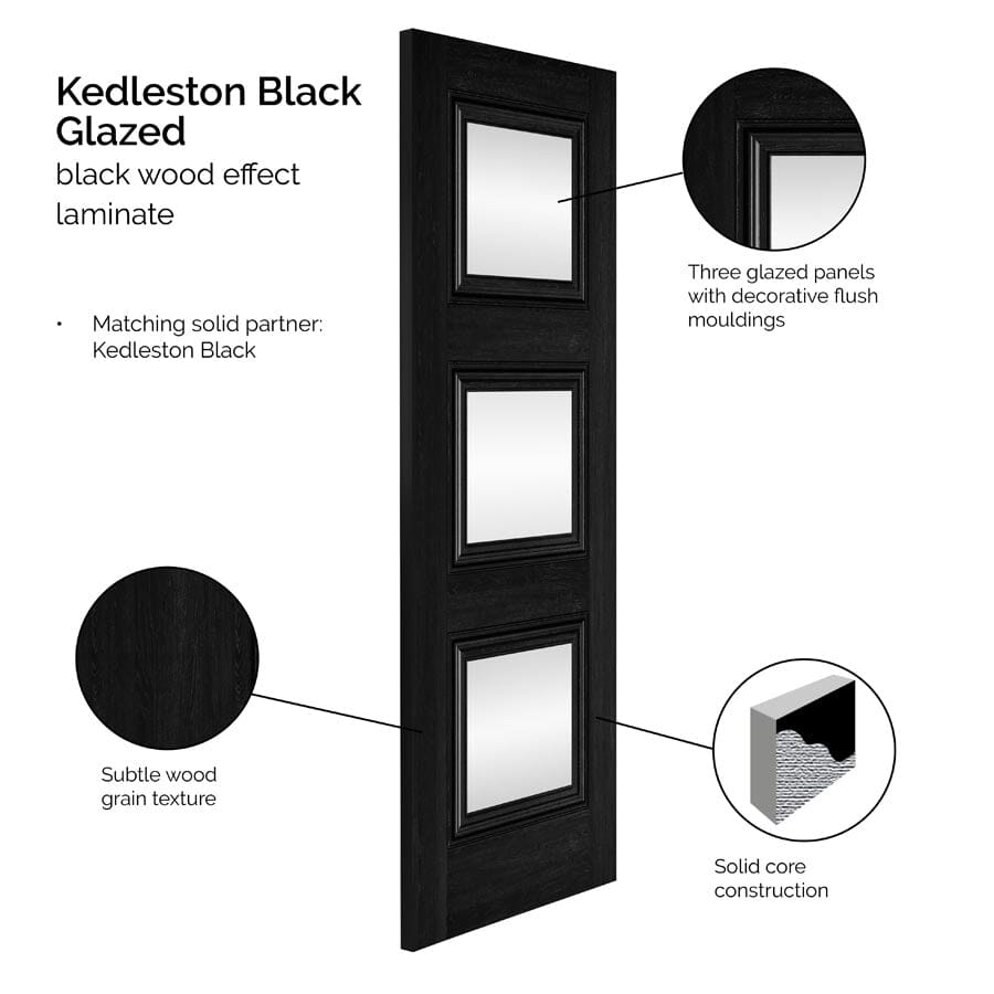 Kedleston Black Glazed Laminate Internal Door