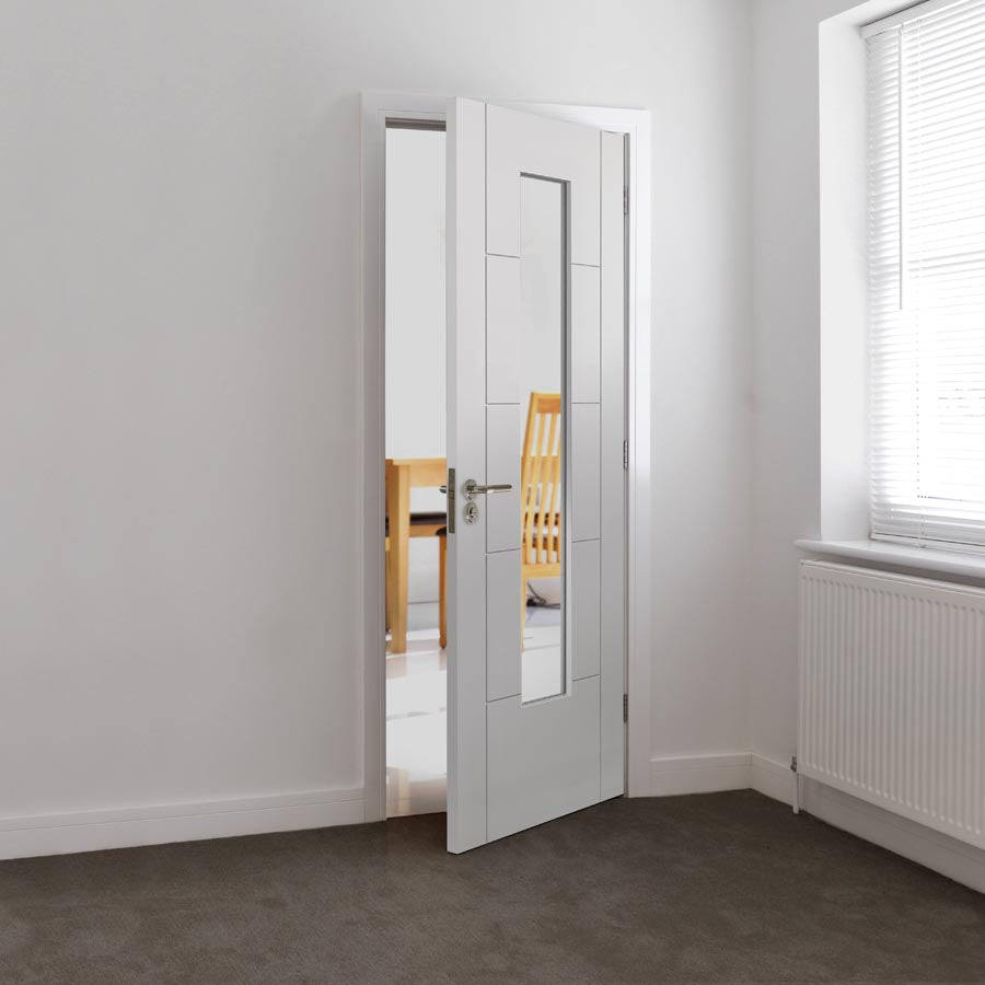 Tigris White Slim Glazed Primed Internal Door
