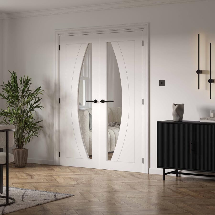 Sicily White Primed Clear Glazed Internal Door