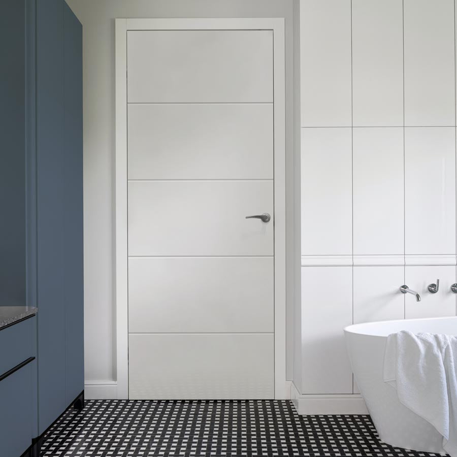 4 Line Horizontal White Internal Fire Door