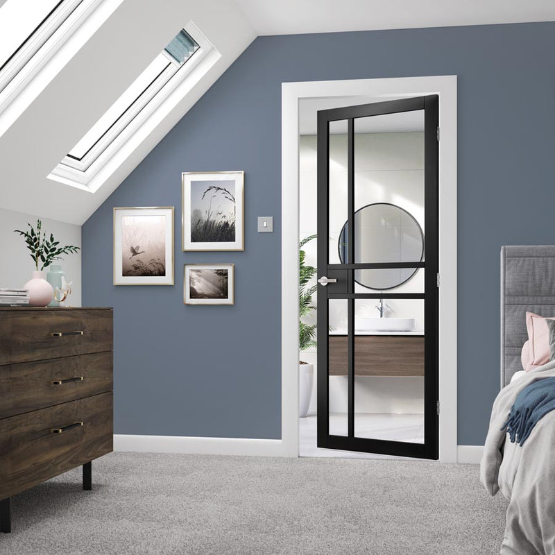 City Black Clear Glass Internal Door
