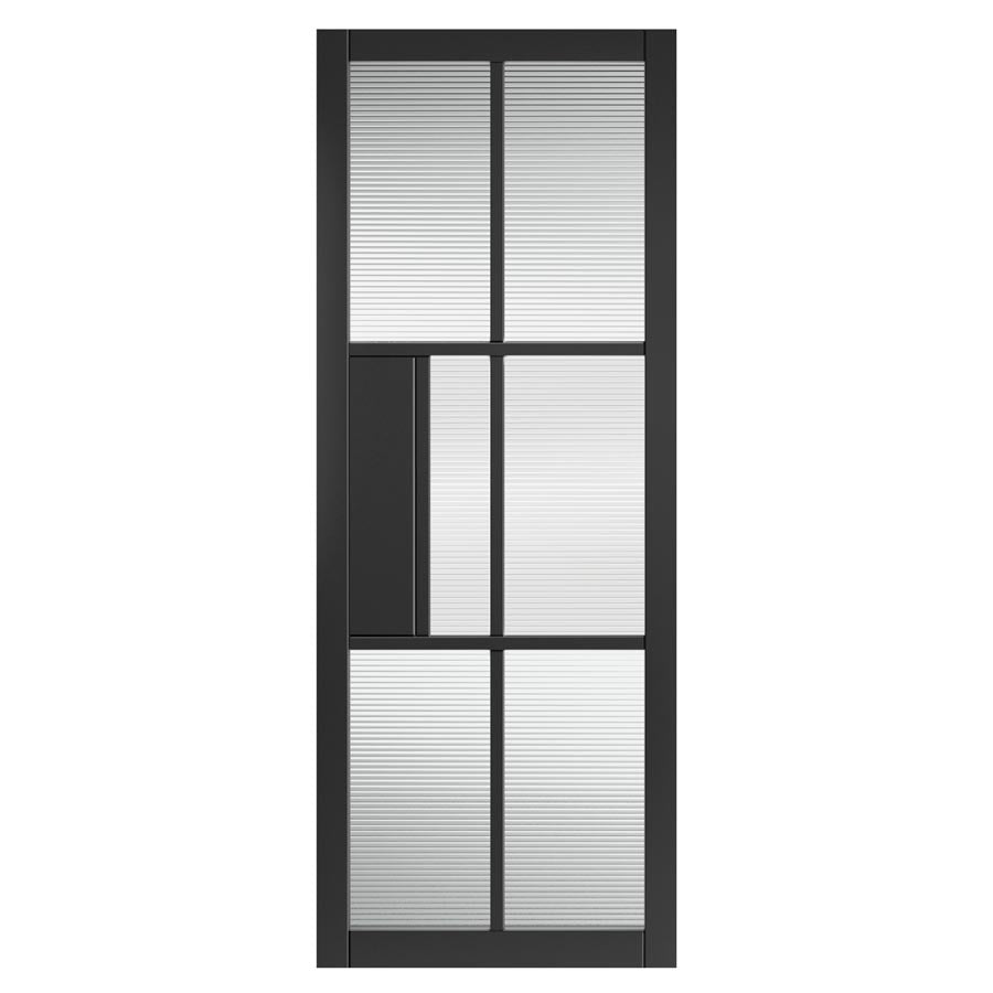 Civic Black Reeded Glass Internal Door