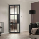 Civic Black Reeded Glass Internal Door