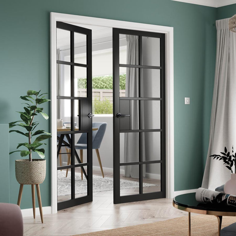 Plaza Black Clear Glass Internal Door