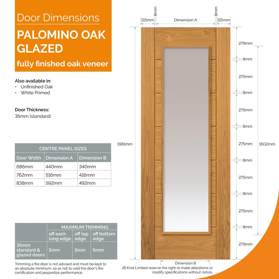 Palomino Oak Clear Glazed Pre-Finished Internal Door