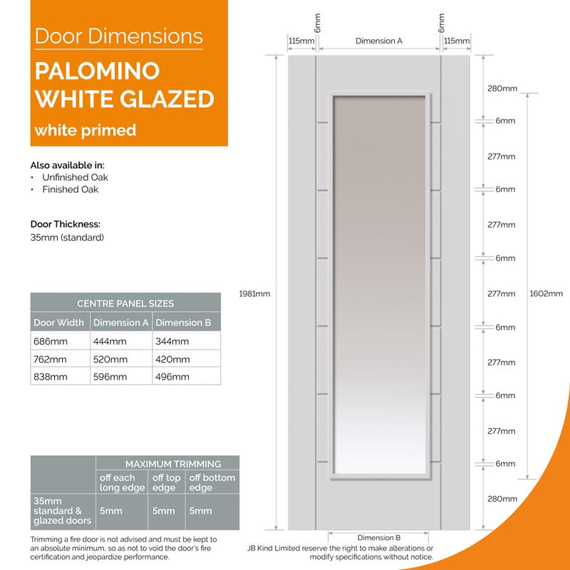 Palomino White Primed Clear Glazed Internal Door