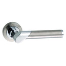 Mediterranean Tunis Lever Round Rose in Satin Nickel/Polished Chrome Lever on Round Rose Atlantic 