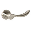 Mediterranean Malaga Lever Round Rose in Satin Nickel Lever on Round Rose Atlantic 