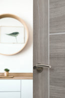 Mediterranean Messina Lever Round Rose in Satin Nickel/Polished Nickel Lever on Round Rose Atlantic 