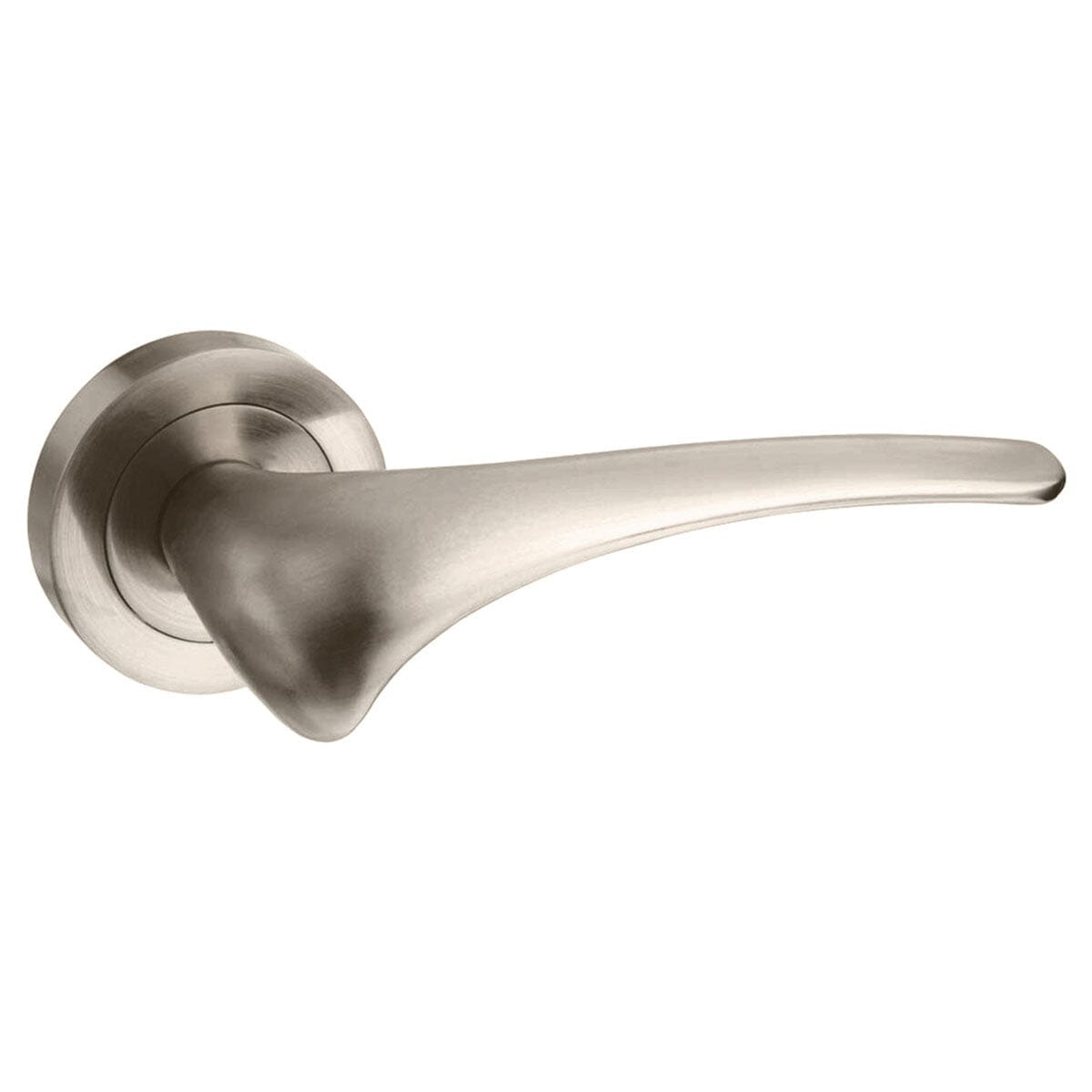 Mediterranean Marseille Lever Round Rose in Satin Nickel Lever on Round Rose Atlantic 