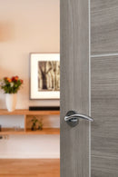 Mediterranean Ancon Lever Round Rose in Polished Chrome Lever on Round Rose Atlantic 