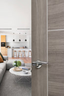 Mediterranean Malta Lever Round "C" Rose in Polished Chrome Lever on Round Rose Atlantic 