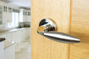 Mediterranean Ibiza Lever Round Rose in Satin Nickel/Polished Nickel Lever on Round Rose Atlantic 