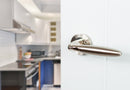 Mediterranean Gibraltar Lever Round Rose in Satin Nickel/Polished Nickel Lever on Round Rose Atlantic 