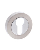 Mediterranean Euro Escutcheon Round Rose Escutcheon Atlantic Pair Satin Nickel/Polished Chrome 