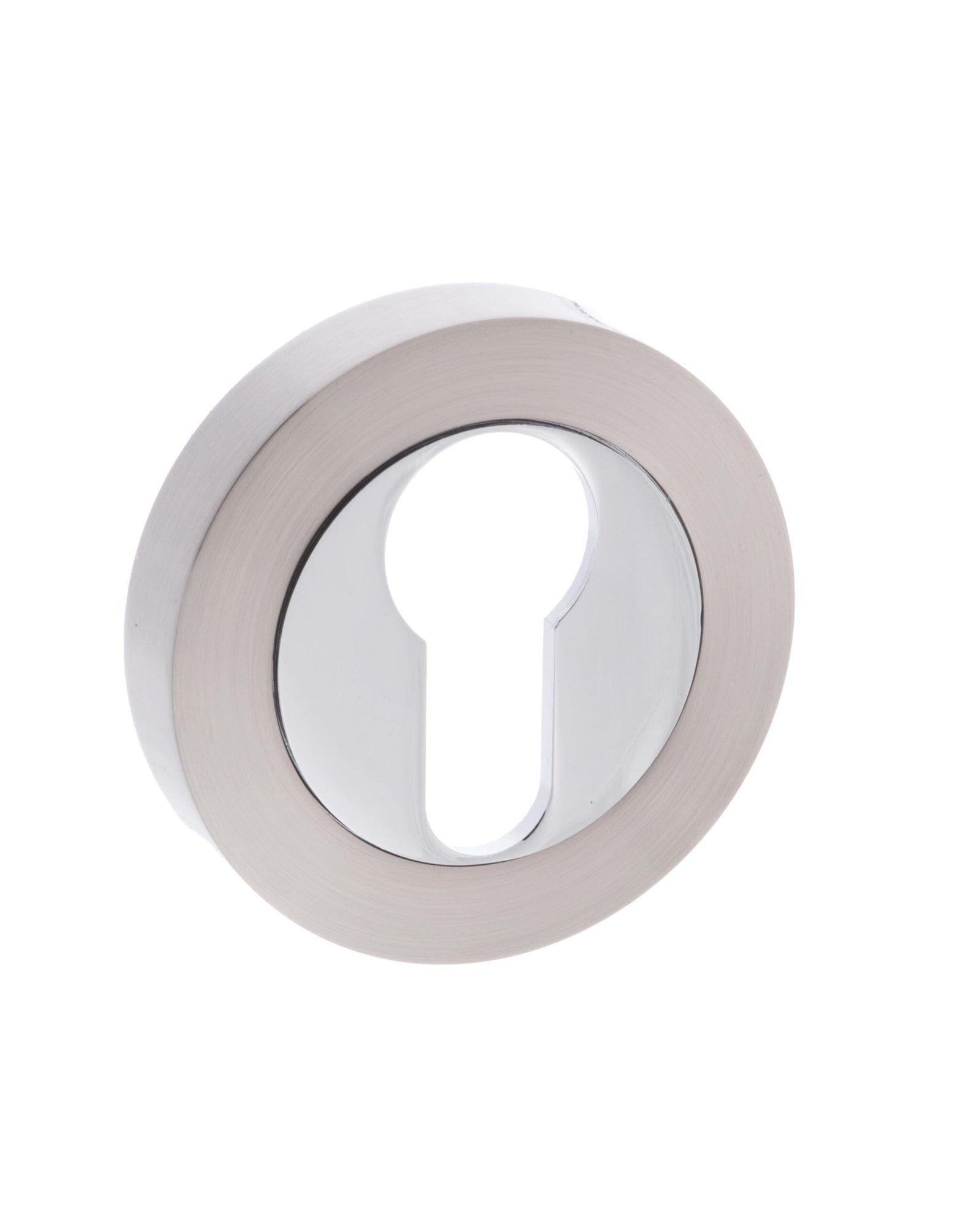 Mediterranean Euro Escutcheon Round Rose Escutcheon Atlantic Pair Satin Nickel/Polished Chrome 
