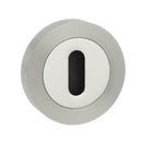 Mediterranean Key Escutcheon Round Rose Escutcheon Atlantic Pair Satin Nickel/Polished Chrome 