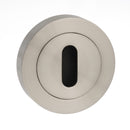 Mediterranean Key Escutcheon Round Rose Escutcheon Atlantic Pair Satin Nickel 