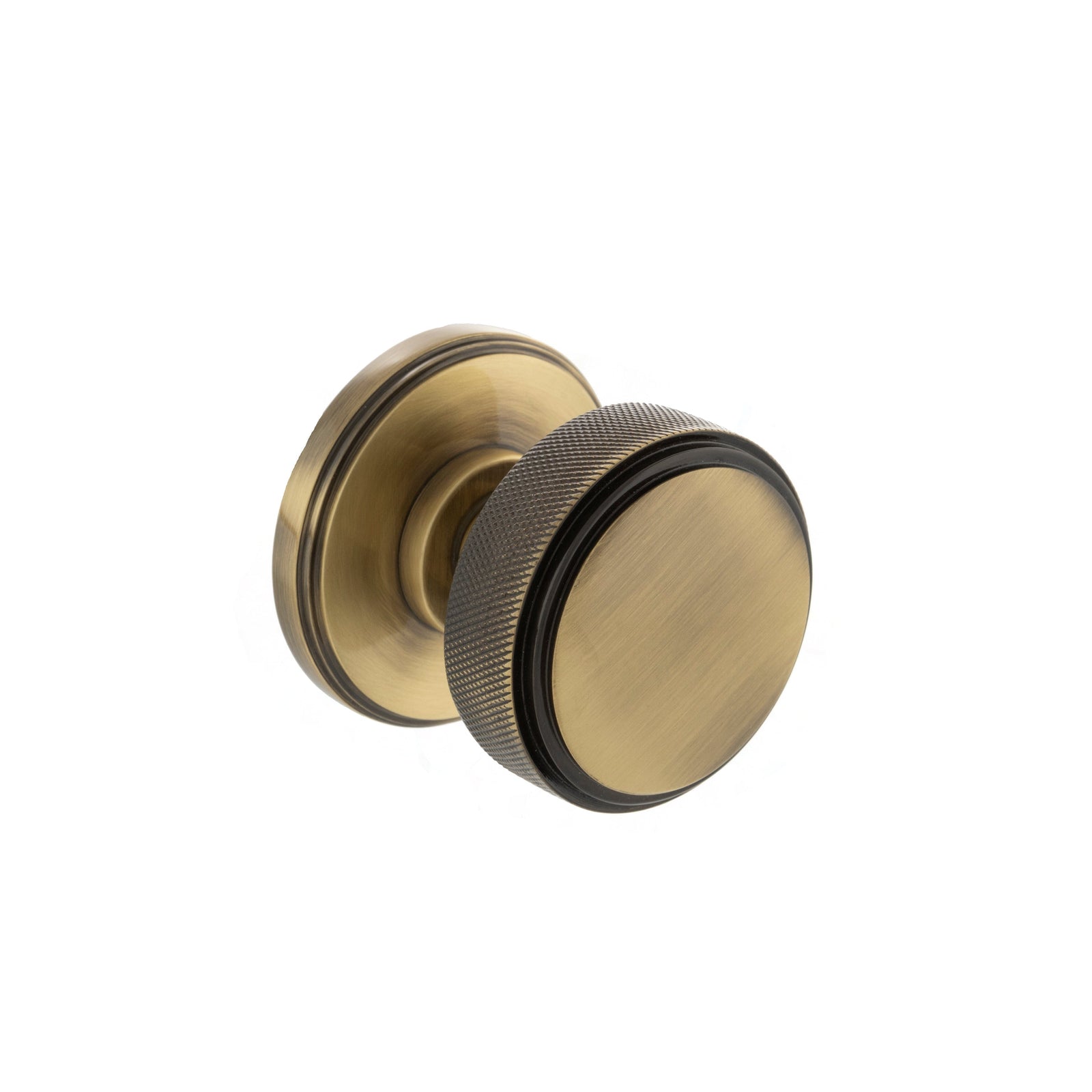 Millhouse Brass Harrison Solid Brass Knurled Mortice Knob Concealed Fix Rose in Antique Brass Mortice Knob Atlantic 