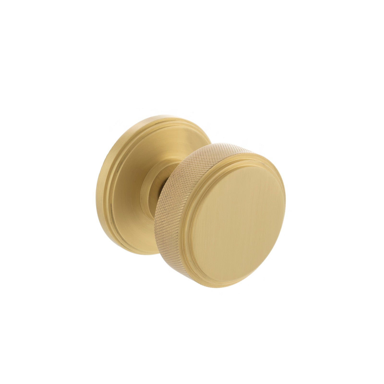 Millhouse Brass Harrison Solid Brass Knurled Mortice Knob Concealed Fix Rose (Latch & Hinges Included) Mortice Knob Atlantic Set Satin Brass 