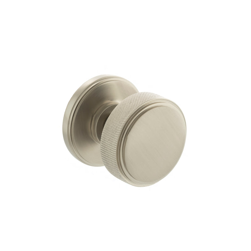 Millhouse Brass Harrison Solid Brass Knurled Mortice Knob Concealed Fix Rose (Latch & Hinges Included)
